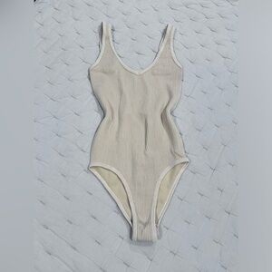 Aura ribbed cream colored bodysuit -  size S - great staple piece
